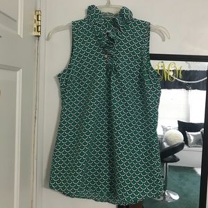 mudpie green ruffle sleeveless tunic